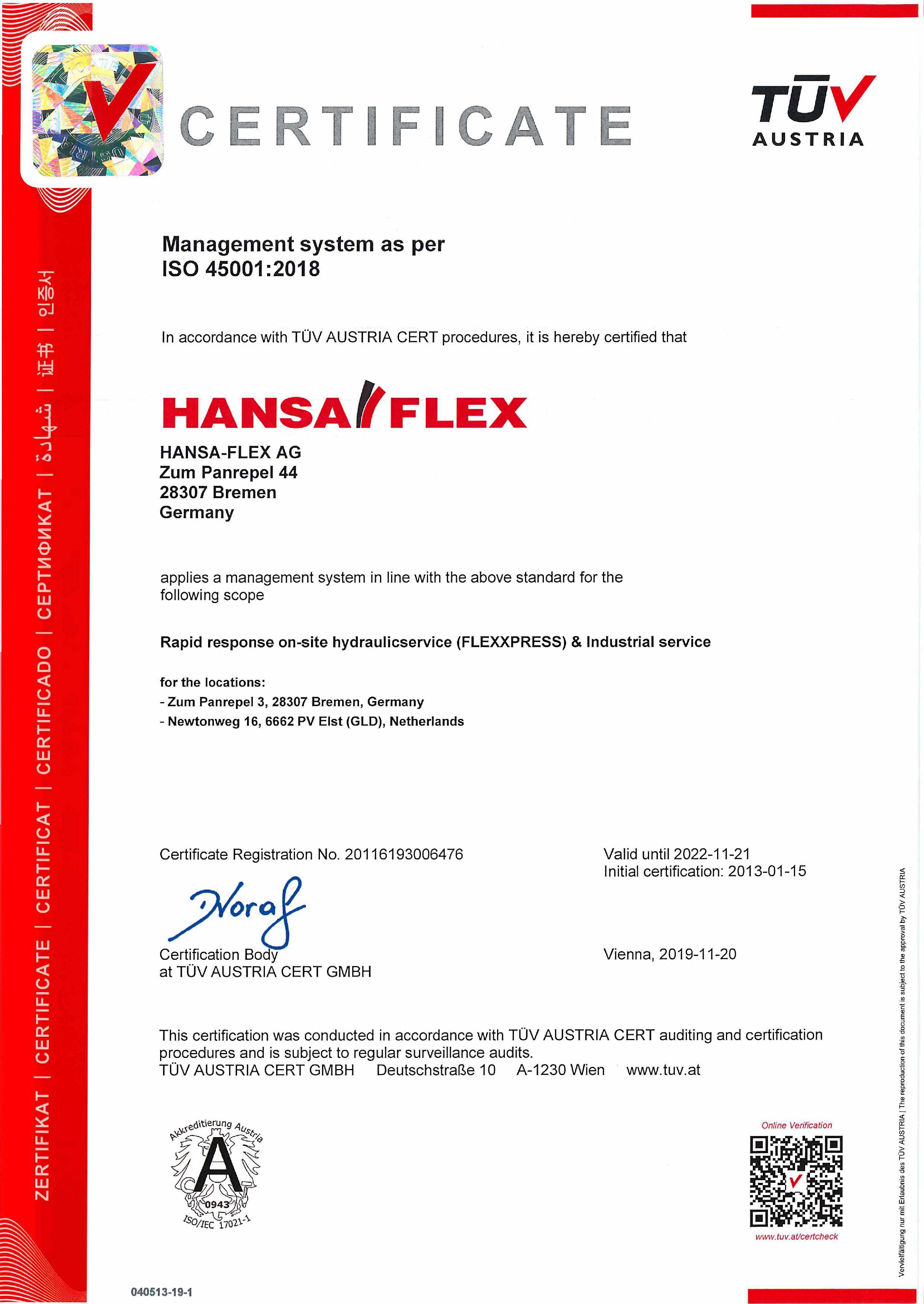 Occupational health and safety according to DIN ISO 45001:2018